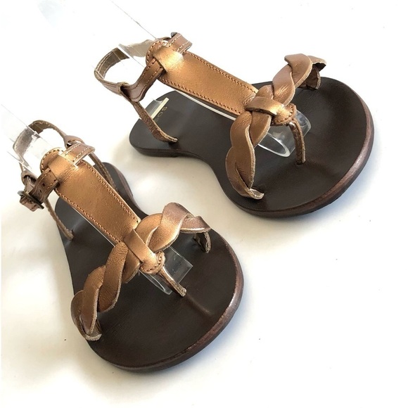 ASOS Copper T-Strap Twisted Leather Sandals - Picture 4 of 13